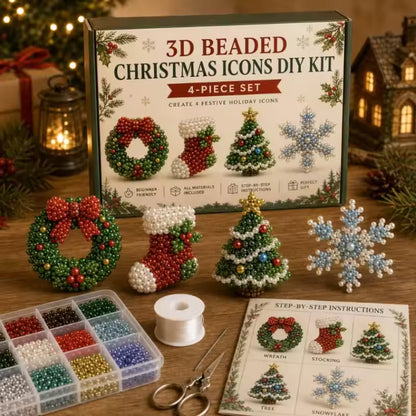 3D DIY Christmas Beaded Ornament Making Kit Handmade Xmas Tree Hanging Decor Gift Box for Holiday Christmas Gifts 2027