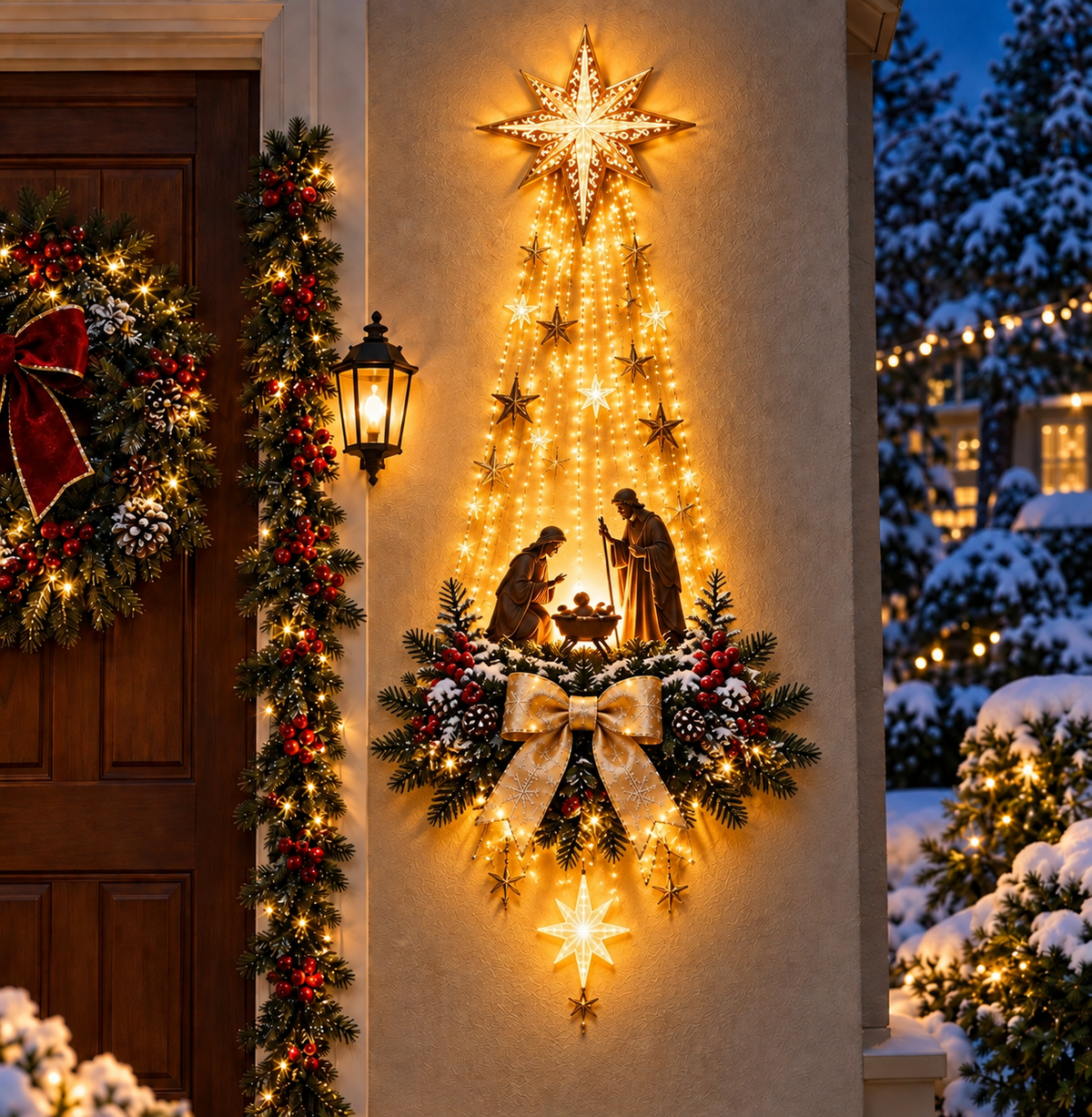 Angel Blessing Wall Light, Starglow Cascading Christmas Angel with Glowing